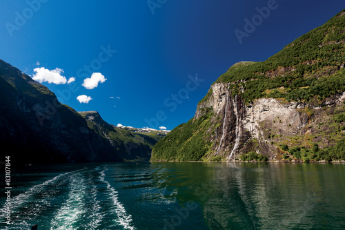 Travelling along Geiranger Fjord in Norway