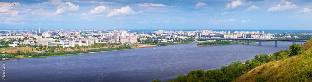 View of Nizhny Novgorod with Metro Bridge