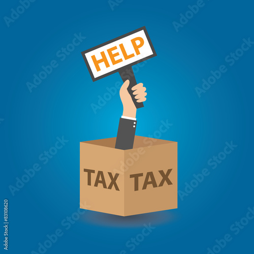 Businessman and tax burden. Vector flat illustration