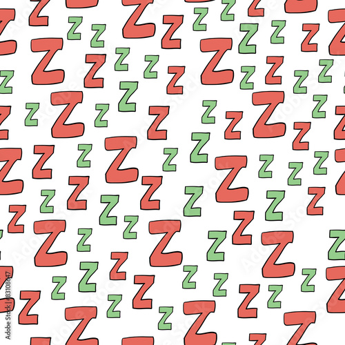 Seamless pattern with cartoon letters z