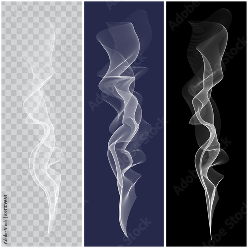 Set of realistic white smoke. Vector 
