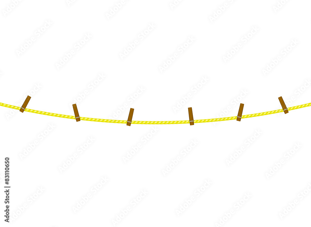 Clothespins on yellow rope