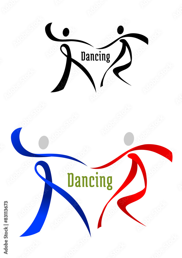 Dancing partner emblem in ribbon style Dancing partner emblem in ribbon style