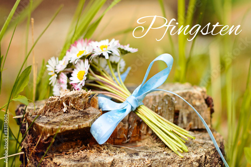 Fototapeta Naklejka Na Ścianę i Meble -  flower greeting card background - happy pentecost