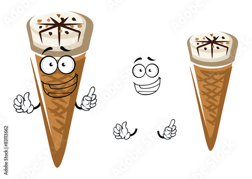 Cute cartoon summer ice cream in a cone