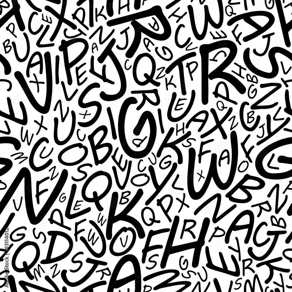 Seamless alphabet pattern in a cartooned font