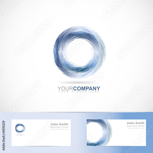 Grunge 3d circle blue logo