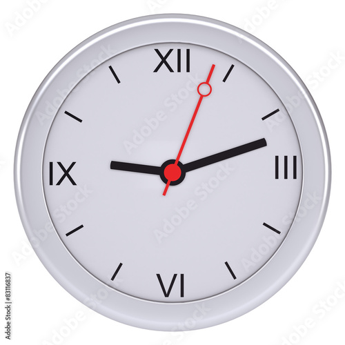 White clock on isolated background