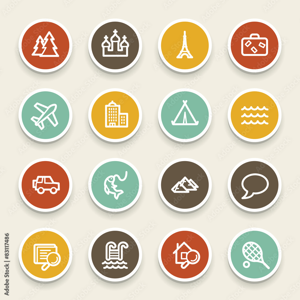 Travel web icons set