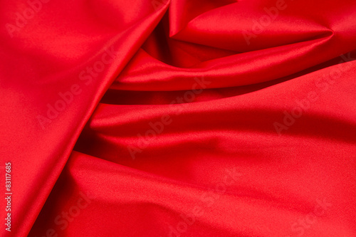 Red silk texture cloth. Close up.