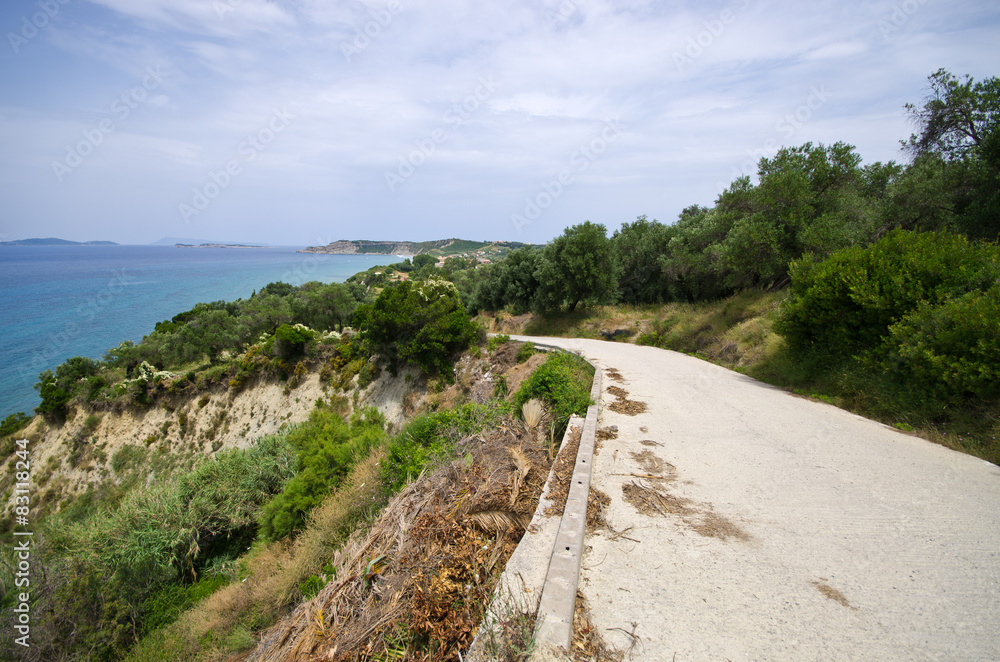 Asphalt road on Corfu island, Greece