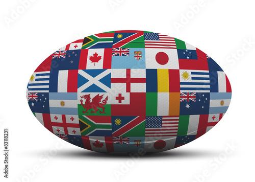 Ballon de Rugby Drapeaux Pays