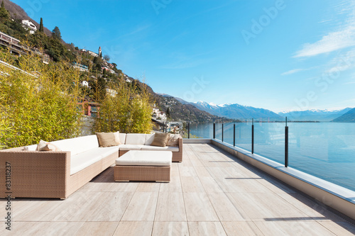modern architecture, beautiful terrace photo