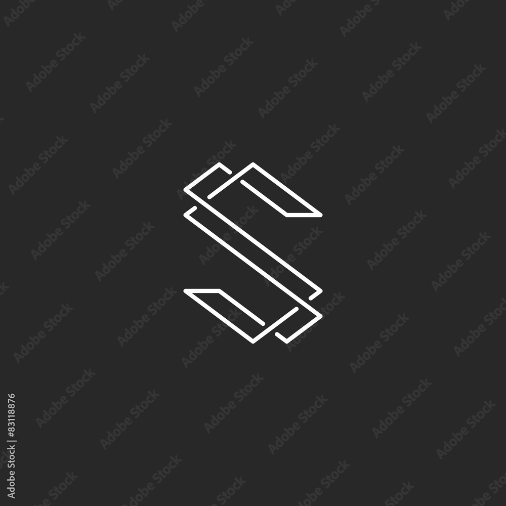 Thin line S letter logo, elegant monogram for business card Thin line S letter logo, elegant monogram for business card