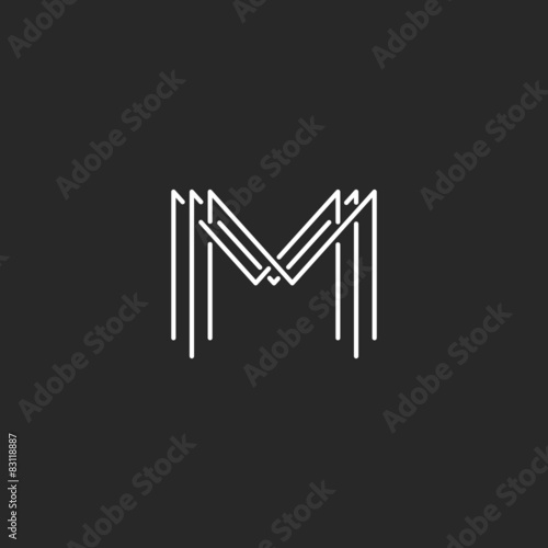Monogram logo lettering letter M, business card mockup