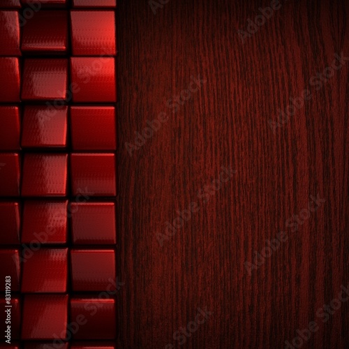 red pollished metal on wooden bachkround photo