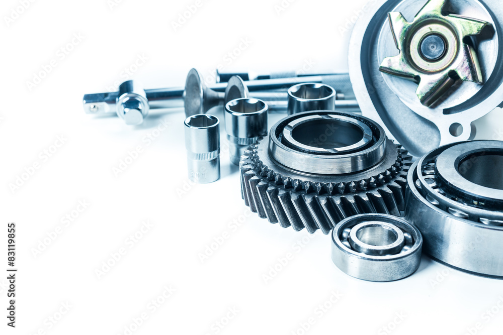 Car engine parts isolated Car engine parts isolated
