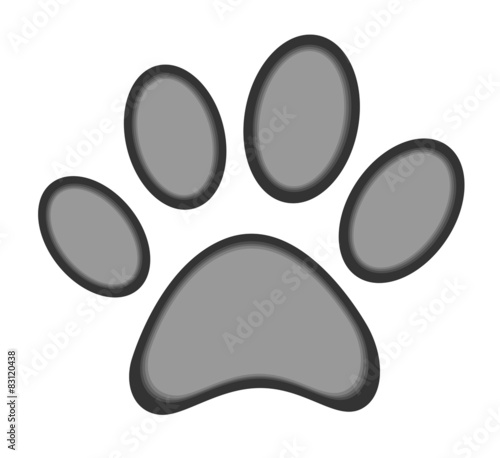 Cute dog or cat paw print, isolated on white vector eps 10