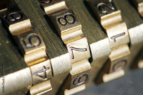 Εκτύπωση καμβά macro shot of padlock combination numbers
