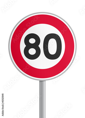Panneau limitation de vitesse à 80 Km/h
