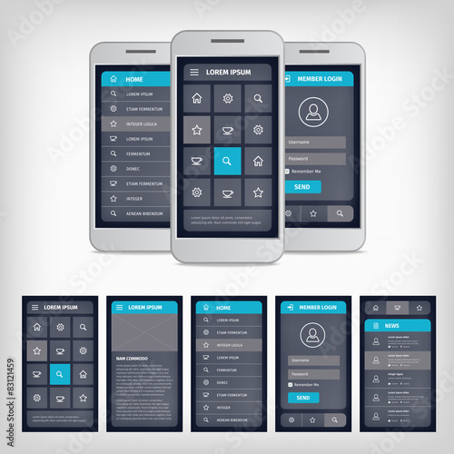 vector blue mobile user interface