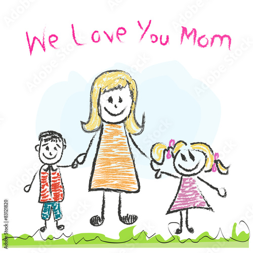 We love you Mom Mother's day doddle greeting card