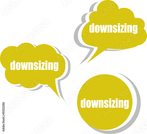 downsizing. Set of stickers, labels, tags. Business vector