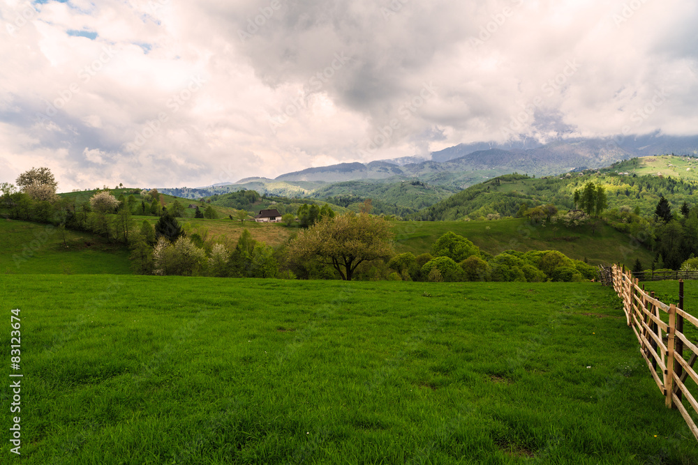 Fototapeta premium mountain landscape with dramatic rain clouds