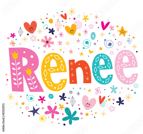 Renee girls name decorative lettering type design