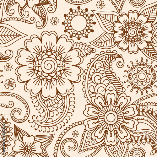 Henna mehndi seamless pattern