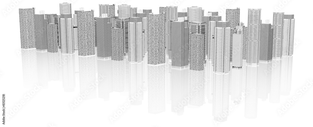 Sketch of 3d cityscape