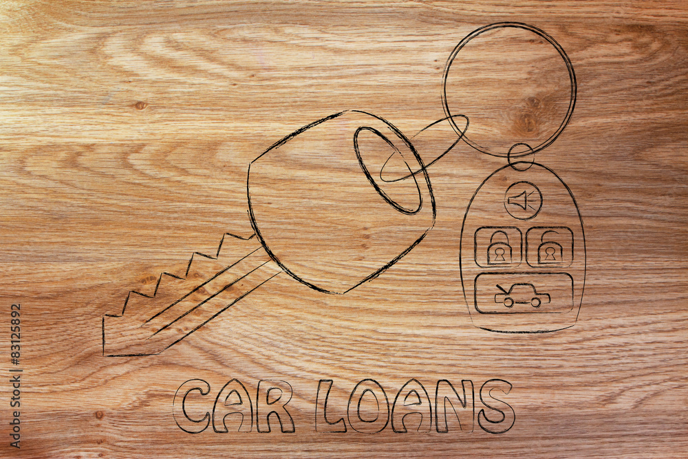 Fototapeta premium illustration of car keys with remote: purchases and loans