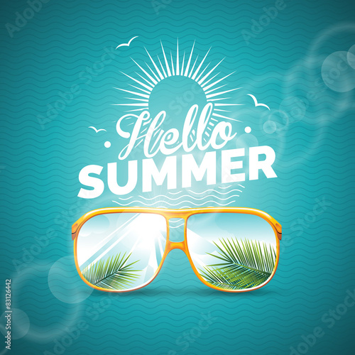 Vector illustration on a summer holiday theme with sunglasses