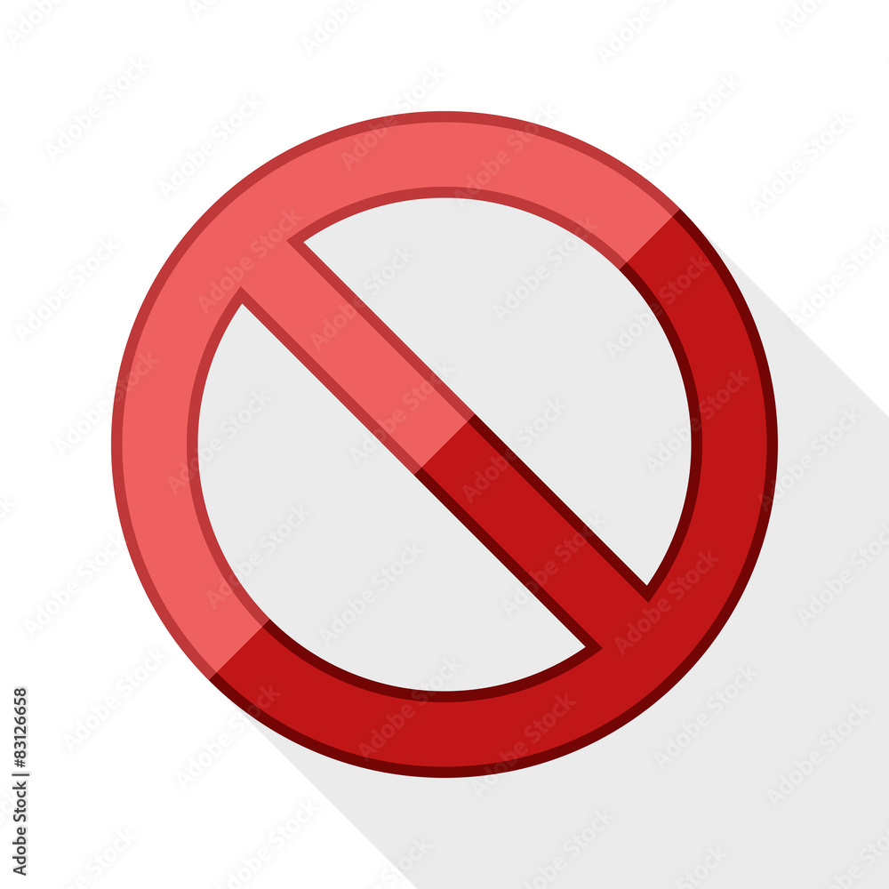 No sign with long shadow on white No sign with long shadow on white