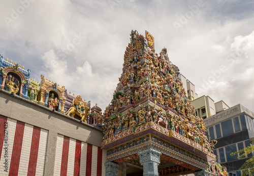 Details of the decorations on the roof of the Sri Mariamman Hindu temple, Singapore