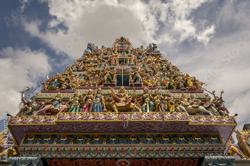 Details of the decorations on the roof of the Sri Mariamman Hindu temple, Singapore