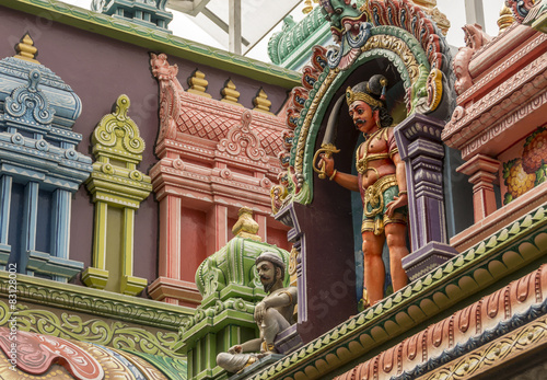 the colourful inside detail of a Hindu temple