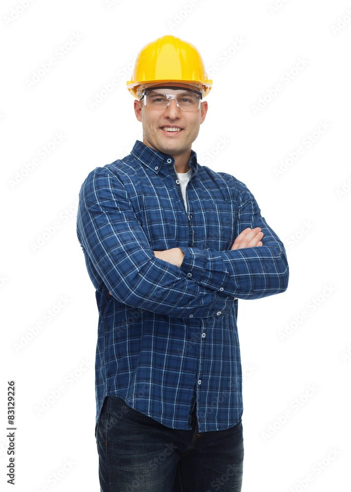 smiling man in helmet with gloves smiling man in helmet with gloves