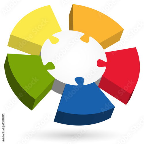 3D Puzzle info graphic with center part