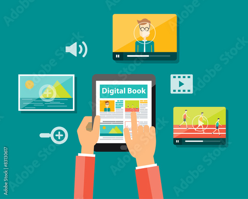 business digital book and digital magazine concept