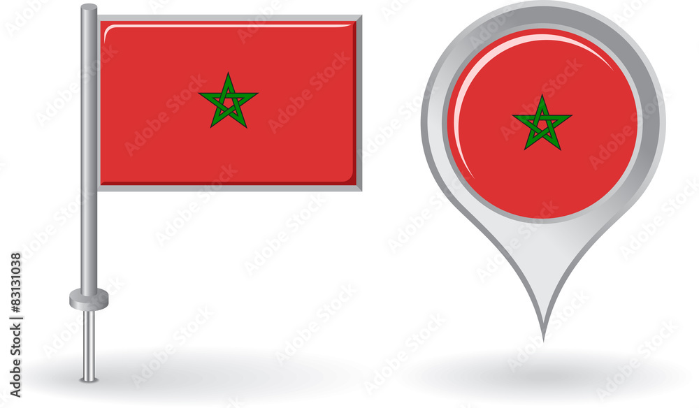 Morocco pin icon and map pointer flag. Vector Morocco pin icon and map pointer flag. Vector