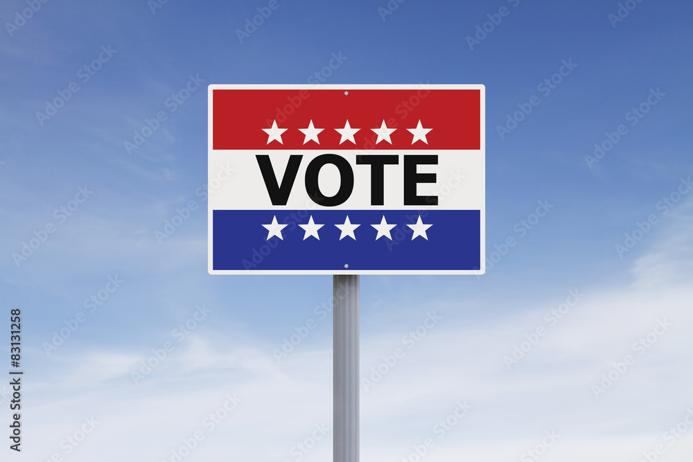 A modified sign indicating Vote
A modified sign indicating Vote
