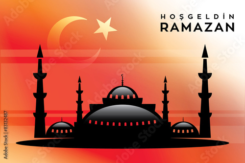 Vektörel Camii Hoşgeldin Ramazan