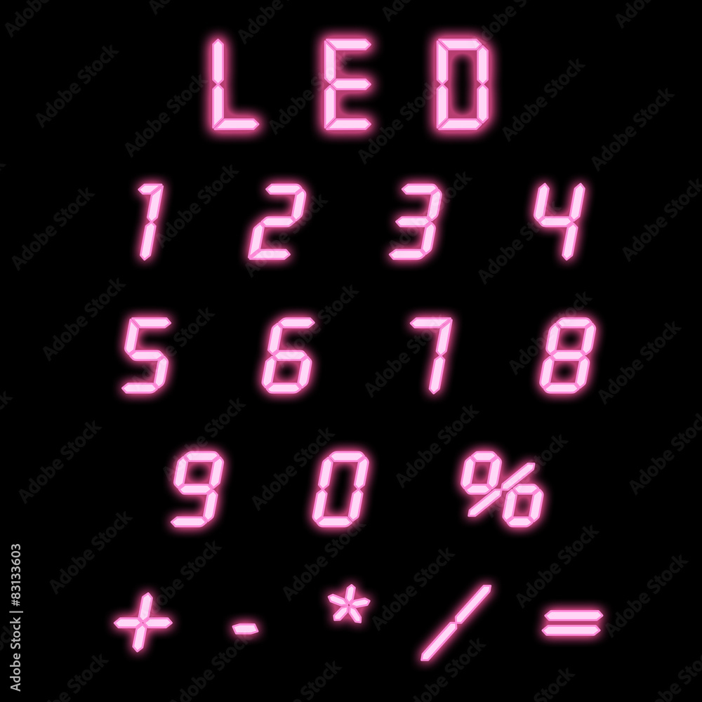 Led numbers pink Led numbers pink