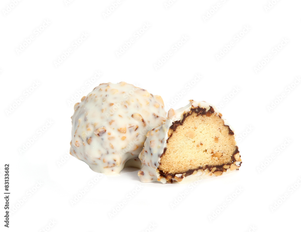 White truffles on white background. One truffle cut in half White truffles on white background. One truffle cut in half