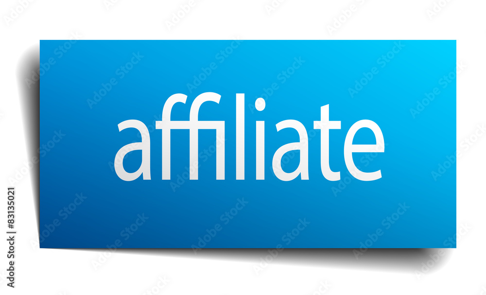 affiliate blue square isolated paper sign on white affiliate blue square isolated paper sign on white