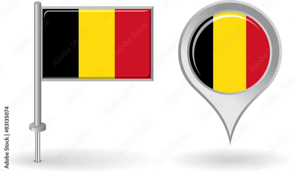 Fototapeta premium Belgian pin icon and map pointer flag. Vector