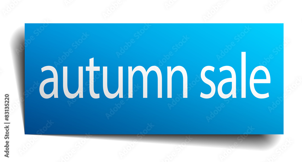 autumn sale blue square isolated paper sign on white autumn sale blue square isolated paper sign on white