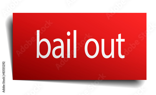 bail out red paper sign isolated on white