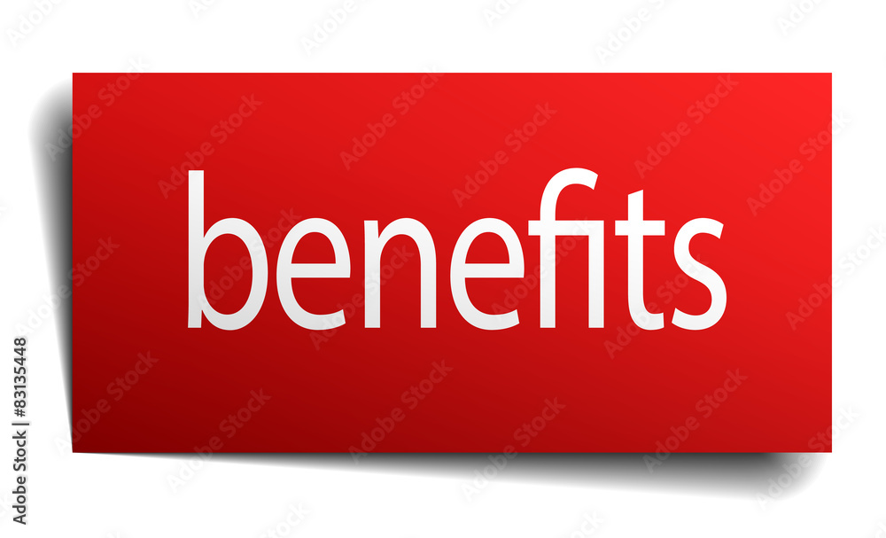 benefits red paper sign isolated on white benefits red paper sign isolated on white